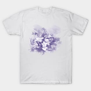 Ultraviolet tropical flowers and butterflies T-Shirt